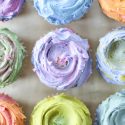 OLIVE OIL CUPCAKES WITH RAINBOW MASCARPONE BUTTERCREAM